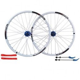 LIMQ Spares LIMQ MTB Bike Wheel Set 26" Bicycle Wheel Double Alloy Rim Q / R MTB 7 8 9 10 Speed Bike Wheelset 32H, White-26in