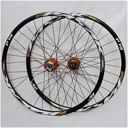 LIMQ Mountain Bike Wheel LIMQ MTB Bike Wheelset 26 / 27.5 Inch Double-walled Alloy Rim Cassette Hub Sealed Bearing QR Disc Brake 24 Holes 7-11 Speed, Yellow-26in