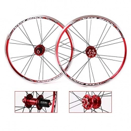 LIMQ Mountain Bike Wheel LIMQ Road Bike Wheels 20 Inch Bike Disc Brake Wheels 7 8 9 10 Speed Cassette Freewheel Double Wall Rim, Red