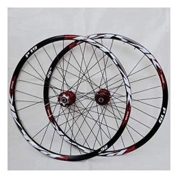 LJP Mountain Bike Wheel LJP Disc Brake mountain bicycle wheels 26'' 27.5" 29" Alloy Rim Cassette Hub Sealed Bearing QR MTB Bike Wheelset 32Holes 7-11 Speed (Color : Red, Size : 26inch)