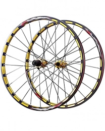 LLC Spares LLC 26 / 27.5" Mountain Bike Wheelset Double-Walled Alloy Wheel Rims Disc Brakes Bicycle Front & Rear Wheels Quick Release 7-11Speed Hub, Gold, 26 inches