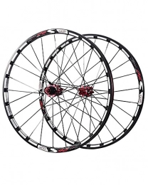 LLC Spares LLC 26 / 27.5" Mountain Bike Wheelset Double-Walled Alloy Wheel Rims Disc Brakes Hub 24H Bicycle Front & Rear Wheels, Red, 26 inches
