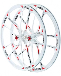 LLC Mountain Bike Wheel LLC 26 Inch Mountain Bike Wheelset Magnesium Alloy Bicycle Front & Rear Wheels Disc Brake Rims Quick Release 8-11Speed Hub, Red