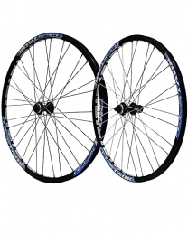 LLC Mountain Bike Wheel LLC 27.5" Mountain Bike Wheelset Double-Walled Alloy Wheel Rims Disc Brake 32H Bicycle Wheel American Valve Quick Release 7-9 Speed Hub, Blue