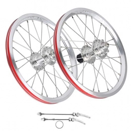 LLF Mountain Bike Wheel LLF 16in Folding Bike Wheelset, Mountain Bike Wheelset 305 Disc Brake 11 Speed 6 Nail Bearing Compatible For V Brake (Silver)