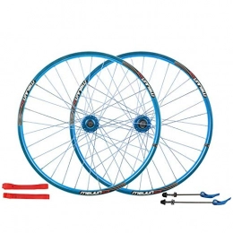 LOO LA Spares LOO LA 26"*1.35~2.125 Mountain bike front wheel rear wheel bicycle wheelset Aluminum alloy double disc brake ring 32holes disc 7 / 8 / 9 / 10 speed, Blue