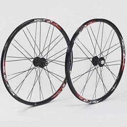 LOO LA Spares LOO LA 26 inch Mountain bike wheelset, bicycle wheel (front rear) Double-layer aluminum alloy rim stainless steel spokes Front 24 holes, rear 28 holes, Black