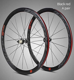 LOO LA Spares LOO LA 700c Cycling Wheels, Double Wall Magnesium Alloy MTB Rim Quick Release Disc Brake Hybrid Mountain Bike Wheelset 8 9 10 11Speed 40 spokes (With hub quick release), Black red