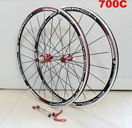 LOO LA Spares LOO LA Mountain bike front wheel rear wheel 700c bicycle wheelset V brake with aluminum alloy rim Front 20 holes, rear 24 holes Compatible with 8 / 9 / 10 / 11 speed