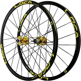 LSQR Spares LSQR Bicycle Quick Release Wheel Mountain Bike Wheel Aluminum Alloy Road Bicycle Wheelset Disc Brake Lightweight Design, Yellow hub, 27.5in
