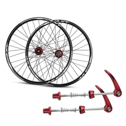 LSRRYD Mountain Bike Wheel LSRRYD 24" Mountain Bike Wheelset Disc Brake MTB Wheels Bicycle Rim QR 32H Quick Release Cassette Hub For 7 8 9 10 11 Speed 1950g (Color : Red Hub, Size : 24'')