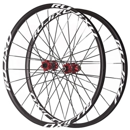 LSRRYD Mountain Bike Wheel LSRRYD 26 / 27.5 / 29 Inch Mountain Bike Wheelset Carbon Hub 24H Rim Flat Spokes Disc Brake MTB Bicycle Wheels Fit 7-11 Speed Cassette Bolt On 1590g (Color : Red, Size : 26 in)