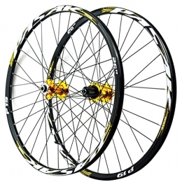 LSRRYD Mountain Bike Wheel LSRRYD 26" 27.5" 29" MTB Rim Mountain Bike Disc Brake Wheelset Bicycle Quick Release Wheels 32 Holes Hub For 7 / 8 / 9 / 10 / 11 / 12 Speed Cassette Front And Rear Wheel 2035g (Color : Gold a, Size : 29'')