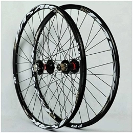 LSRRYD Mountain Bike Wheel LSRRYD 26 27.5 Inch Mountain Bike Wheel Double Layer Alloy Rim Disc Brake Bicycle Wheelset MTB 32H 7-11speed Cassette Hubs Sealed Bearing QR Schrader Valve (Color : Black, Size : 27.5inch)