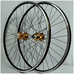 LSRRYD Mountain Bike Wheel LSRRYD 26 Inch MTB Rim Mountain Bike Wheel Disc Brake Bicycle Wheelset 32H 7-11speed Cassette Hubs Sealed Bearing 72T QR (Color : Gold hub, Size : 26")
