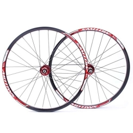 LSRRYD Mountain Bike Wheel LSRRYD 26" Mountain Bike Wheel Set, Alloy Double Wall MTB Bicycle wheel set 28H Disc Rim Brake 8 9 10 speed Sealed Bearings Hub (Color : A-Red, Size : 26inch)