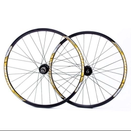 LSRRYD Mountain Bike Wheel LSRRYD 26" Mountain Bike Wheel Set, Alloy Double Wall MTB Bicycle wheel set 28H Disc Rim Brake 8 9 10 speed Sealed Bearings Hub (Color : Yellow, Size : 26inch)