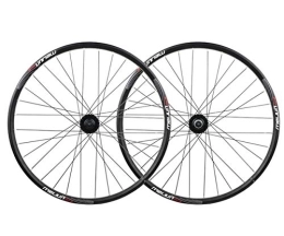 LSRRYD Mountain Bike Wheel LSRRYD Cycling Wheels 20 26" MTB Foldable Bicycle Front Rear Wheel Set Alloy Rim Disc Brake 7 8 9 10 Speed Sealed Bearings Hub (Color : Black, Size : 26in Front wheel)