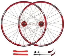 LSRRYD Spares LSRRYD Cycling Wheels 20mm Bike Wheelset 26 Inch MTB Bicycle Front Wheel Rear Wheel Double Wall Alloy Rim Quick Release 7-10 Speed Disc Brake 32H (Color : Red)