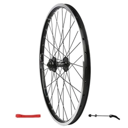 LSRRYD Mountain Bike Wheel LSRRYD Cycling Wheels Mountain Bike Wheelset 26 Inch Bicycle Front Wheel Rear Wheel Double Layer Alloy MTB Rim Disc V Brake Quick Release 7 8 9 10 Speed 32H (Color : Black, Size : 24in Front wheel)