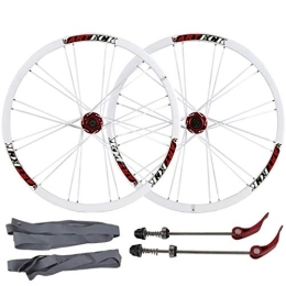 LSRRYD Mountain Bike Wheel LSRRYD Cycling Wheels Mountain Bike Wheelset 26 Inch, MTB Cycling Wheels Disc Brake Quick Release Sealed Bearings Compatible 7 8 9 10 Speed (Color : White, Size : 26inch)