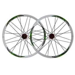 LSRRYD Spares LSRRYD Cycling Wheels Wheel 26" Bike Wheel Set MTB Double Wall Alloy Rim Disc Brake 7-11 Speed Tires 1.5-2.1" Sealed Bearings Hub Quick Release 28H 6 Colors (Color : White green)