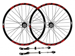 LSRRYD Mountain Bike Wheel LSRRYD Mountain Bike Wheelset 26" 27.5" 29" Bicycle Rim MTB Disc Brake Wheels QR Quick Release 32H Hub For 7 / 8 / 9 / 10 / 11 / 12 Speed Cassette 2055g (Color : Red, Size : 27.5'')