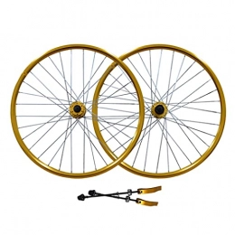 LSRRYD Mountain Bike Wheel LSRRYD Mountain Bike Wheelset 26" Bicycle Rim Disc Brake MTB Wheels Quick Release 32H QR Hub For 7 / 8 / 9 Speed Cassette 2359g (Color : Gold, Size : 26'')