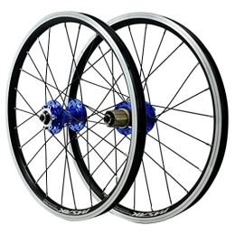 LSRRYD Mountain Bike Wheel LSRRYD Mountain Bike Wheelset 406 Disc Brake Cycling Wheels 20" BMX Rim V Brake 24 Holes Quick Release Hub For 7 / 8 / 9 / 10 / 11 / 12 Speed Cassette MTB Bicycle Wheel 1400g (Color : Blue, Size : 20inch)