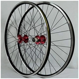 LSRRYD Mountain Bike Wheel LSRRYD MTB 32H Wheelset For Bicycle 26 Inch Mountain Bike Wheel Double Layer Alloy Rim Disc / Rim Brake 7-11speed Cassette Hubs Sealed Bearing QR (Color : Red hub, Size : 26inch)