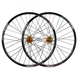 LSRRYD Mountain Bike Wheel LSRRYD MTB Bicycle WheelSet 26 Inch Mountain Bike Rims Disc Brake Hub QR For 7 / 8 / 9 / 10 Speed Cassette 32 Spoke (Color : Gold hub, Size : 26inch)