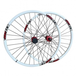 LSRRYD Mountain Bike Wheel LSRRYD Mtb Bike Wheelset 26 Inch Disc Brake Bicycle Wheels Double Layer Alloy Rim Quick Release Hubs For 7 / 8 / 9 / 10 / 11 Speed Cassette (Color : White, Size : 26")