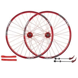 LSRRYD Mountain Bike Wheel LSRRYD MTB Bike Wheelset 26 Inch Disc Brake Cycling Rims Quick Release Wheel Bicycle Wheel 32 Spoke For 7-10 Speed Cassette Flywheel (Color : Red, Size : 26")