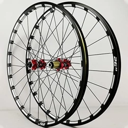 LSRRYD Mountain Bike Wheel LSRRYD MTB Mountain Bike Wheelset 26" 27.5" Bicycle Rim 1750g Disc Brake Wheels Thru Axle 24 Holes Hub For 7 / 8 / 9 / 10 / 11 / 12 Speed Cassette Front And Rear Wheel (Color : Red hub, Size : 26inch)