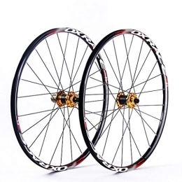 LSRRYD Spares LSRRYD Racing Bike Wheelset For 26 27.5 29 Inch Double Wall MTB Rim Carbon Drum Disc Brake Quick Release Mountain Bike Wheels 24H 7 8 9 10 Speed (Color : Gold, Size : 29inch)