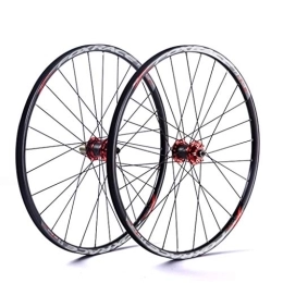 LSRRYD Mountain Bike Wheel LSRRYD Racing Bike Wheelset For 26 27.5 29 Inch Double Wall MTB Rim Carbon Drum Disc Brake Quick Release Mountain Bike Wheels 24H 7 8 9 10 Speed (Color : Red, Size : 26inch)