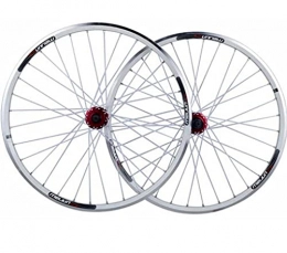 LSRRYD Mountain Bike Wheel LSRRYD Rims 26inch MTB Bicycle Wheelset Mountain Bike Disc / V Brake Bicycle Wheels 32H Aluminum Alloy Ball Hub Rim Front 100MM Rear 135MM (Color : White, Size : 26")