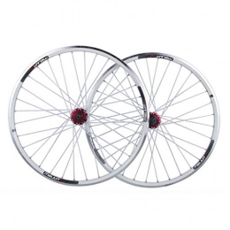 LSRRYD Mountain Bike Wheel LSRRYD Rims Bicycle Wheel Set 26in Double Walled Alloy Rim V / Disc Brake MTB Bike Wheels 32H QR 7-10 Speed Ball Bearing Cassette Hubs (Color : White)