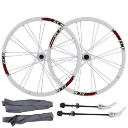 LSRRYD Mountain Bike Wheel LSRRYD Rims MTB Bicycle Wheelset 26" For Mountain Bike Double Wall Rims Disc Brake 7-10 Speed Card Hub Quick Release 24H (Color : A-White, Size : 26")