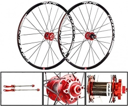 LVYE1 MRMF Mountain Bike Wheel LVYE1 MRMF BMX Bicycle Wheelset, 27.5 Inch Bike Rim Double-Walled Aluminum Alloy Disc Mountain Bike MTB Rim Disc Brake Fast Release 24 Perforated Disc 7 8 9 10 11 Speed, Red