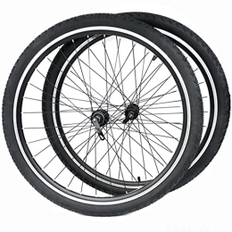 LYRONG Mountain Bike Wheel LYRONG Mountain Bike Wheelset, 26 Inch High Strength Aluminum Alloy Rim Bike Wheel Carbon Hub MTB Wheelset V Brake, Black