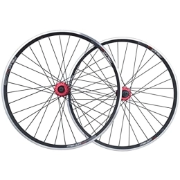 LYRONG Mountain Bike Wheel LYRONG MTB Wheelset, 26 Inch High Strength Aluminum Alloy Rim Mountain Bike Wheels, Clincher, Quick Release Fit for 8-11 Speed Freewheels, Black_Red