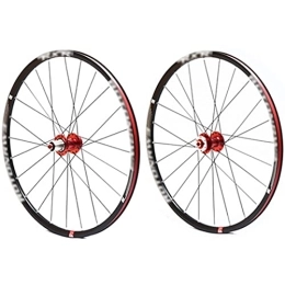 LYRONG Mountain Bike Wheel LYRONG MTB Wheelset, High Strength Aluminum Alloy Rim Mountain Bike Wheels, Clincher Aluminum alloy Hub, Disc Brake Quick Release Fit for 8-11 Speed Freewheels, Red_26 Inches