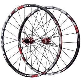 LYRONG Mountain Bike Wheel LYRONG MTB Wheelset, High Strength Aluminum Alloy Rim Mountain Bike Wheels, Clincher Carbon Hub, Disc Brake Quick Release Fit for 7-11 Speed Freewheels, Black-Red_27 Inches