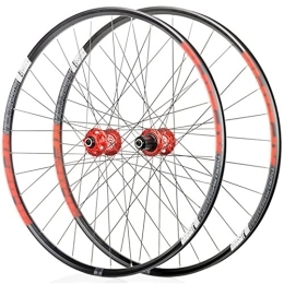 LYRONG Mountain Bike Wheel LYRONG MTB Wheelset, High Strength Aluminum Alloy Rim Mountain Bike Wheels, Clincher Carbon Hub, Disc Brake Quick Release Fit for 7-11 Speed Freewheels, Red_27.5 Inches