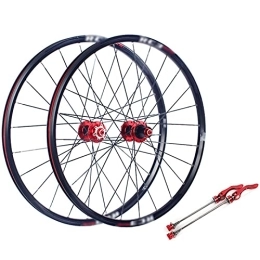 LYRONG Mountain Bike Wheel LYRONG MTB Wheelset, High Strength Aluminum Alloy Rim Mountain Bike Wheels, Clincher Carbon Hub, Disc Brake Quick Release Fit for 7-11 Speed Freewheels, Red_29 Inches