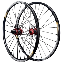 LYRONG Mountain Bike Wheel LYRONG MTB Wheelset, High Strength Aluminum Alloy Rim Mountain Bike Wheels, Clincher Carbon Hub, Disc Brake Quick Release Fit for 7-12 Speed Freewheels, Black_Red_27.5 Inches