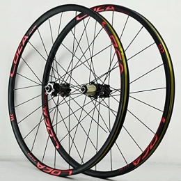 M-YN Spares M-YN Mountain Bike Wheelset 26 / 27.5 / 29 Inch, Aluminum Alloy Rim 24H Disc Brake MTB Wheelset, Quick Release Front Rear Wheels Black Bike Wheels(Size:26inch, Color:red)