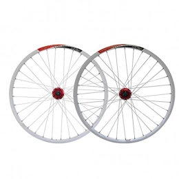 M-YN Mountain Bike Wheel M-YN Mountain Wheel Set 26 Inch Bicycle Disc Brake Wheel Set 32 Hole Hub Quick Release(Color:white+red)