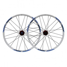 MBZL Mountain Bike Wheel MBZL Mountain Wheel Set 24 x 1.5 24H, Double Wall Quick Release (Color : White+blue)